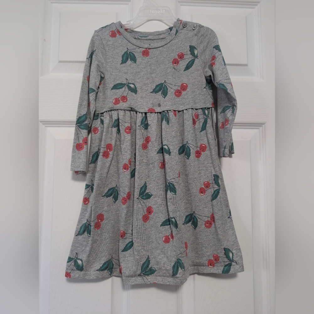 GAP Red and Gray Tiered Sundress with Long Cuffed Sleeves